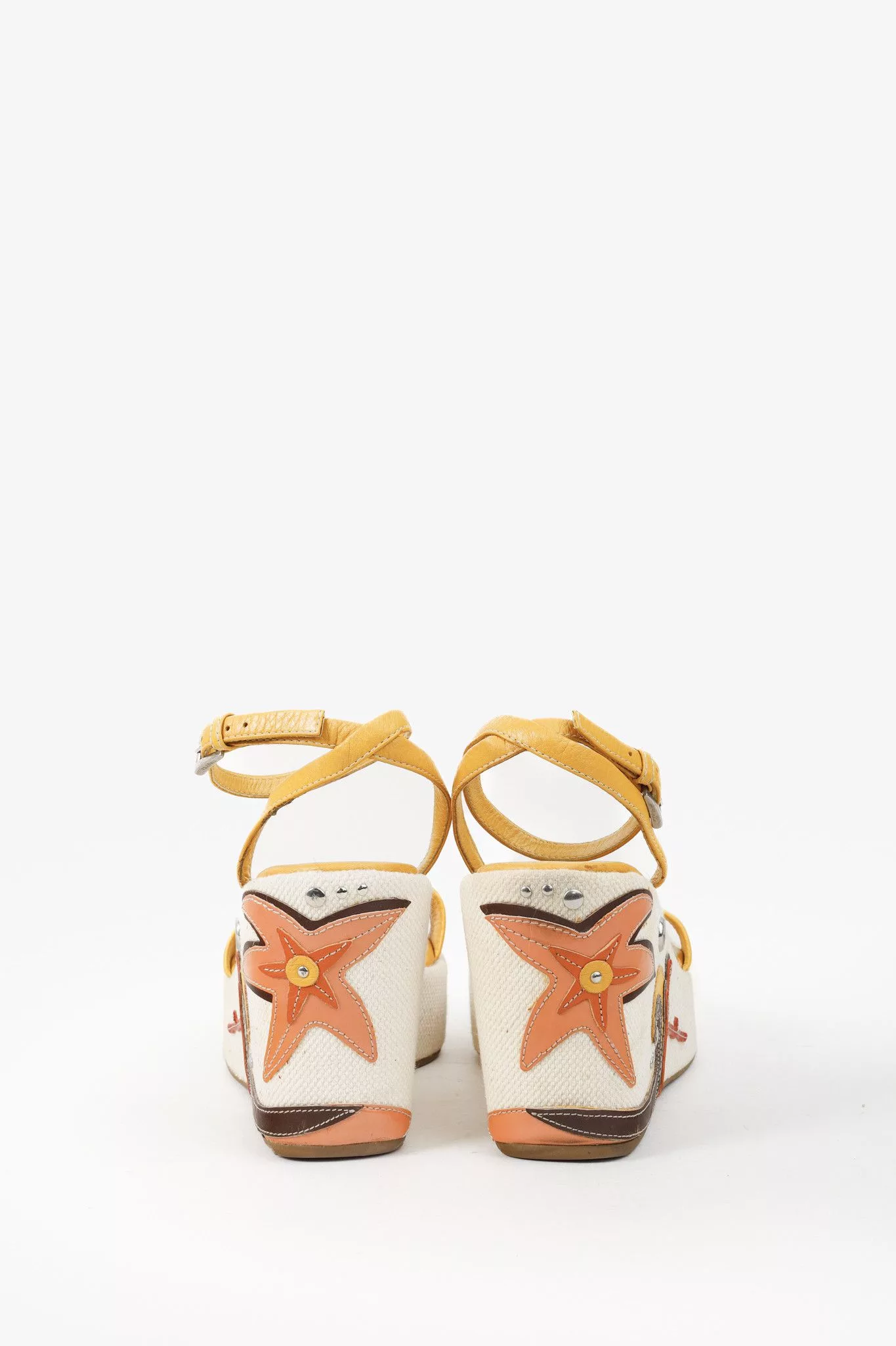 Prada Sandals Prada Yellow Platform Beach Theme Espadrille Sandals