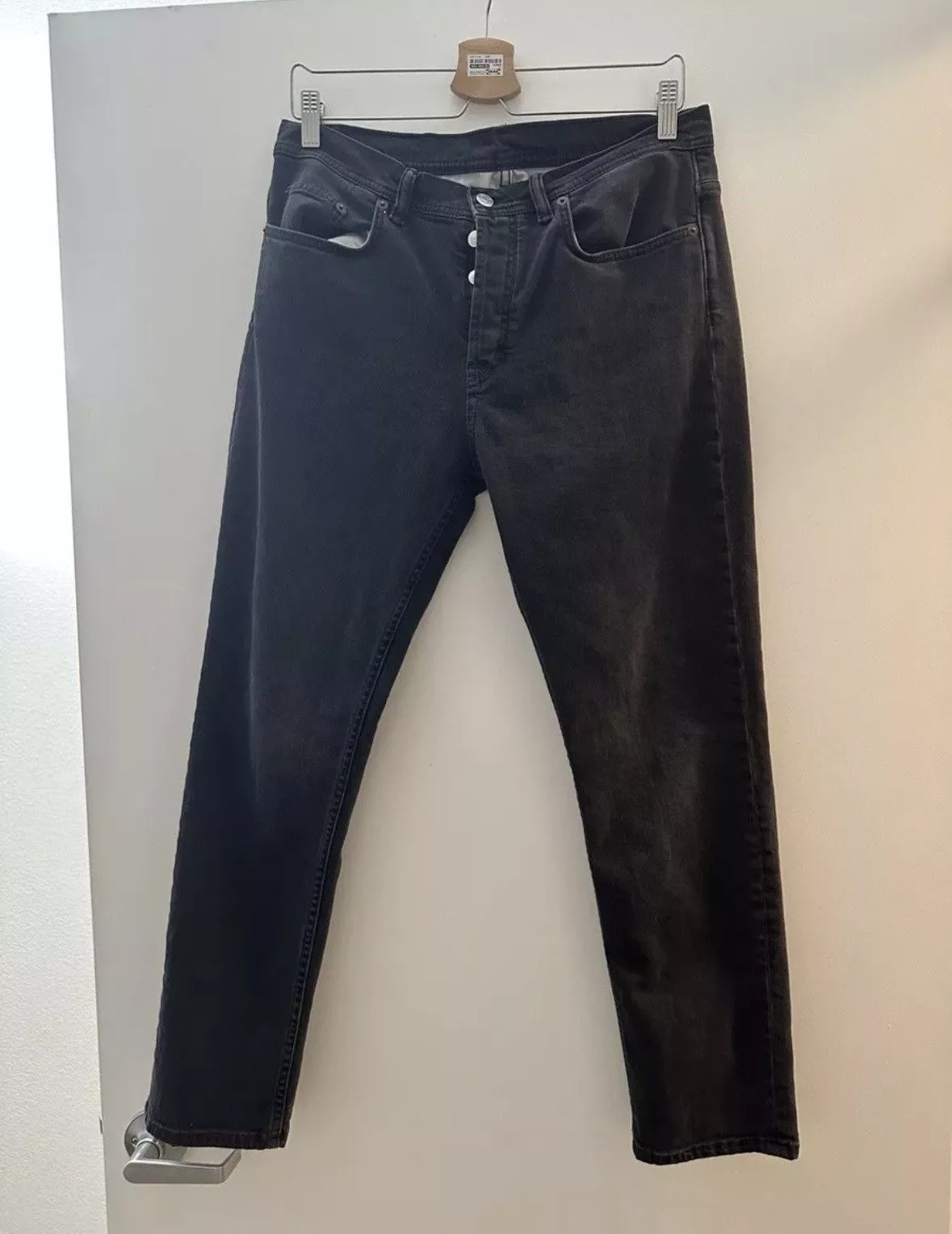 Acne Studios Denim ACNE STUDIOS MEN SLIM FIT RIVER JEANS USED FADED BLACK