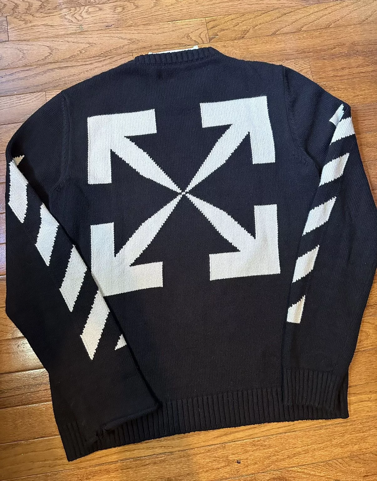 Off-White Sweaters Knitwear Virgil Era Off-White Distressed Knitted Sweater Black