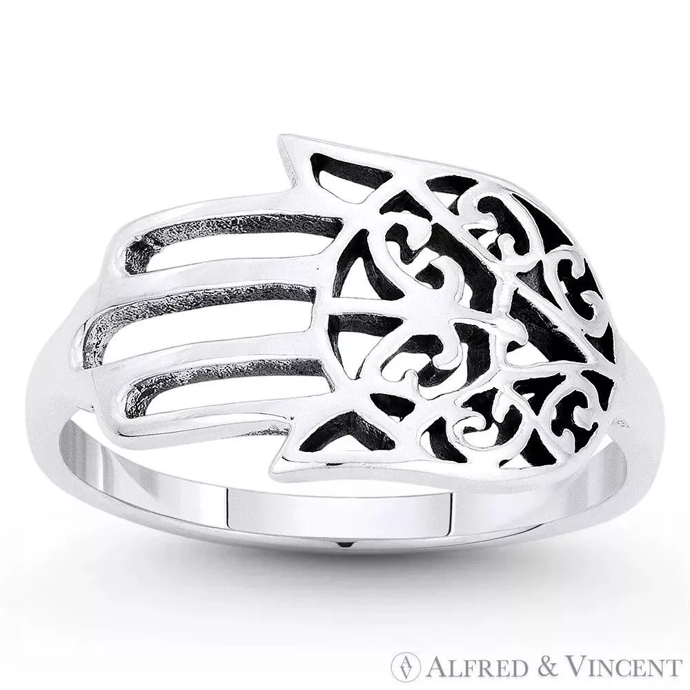 Other Rings Other Hamsa Hand Evil Eye Luck Charm Ring Silver