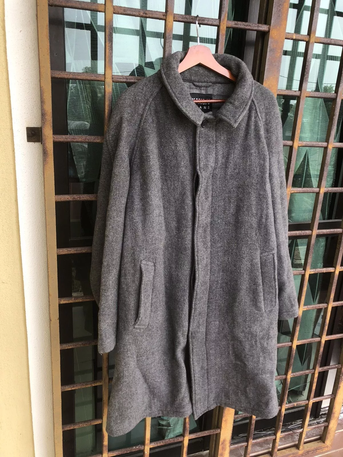 Kansai Yamamoto Heavy Coats Kansai Yamamoto Wool Long Coat Button Gray