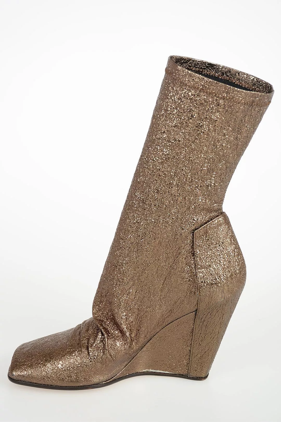 Rick Owens Boots Rick Owens og1mm0724 Glittered Sock Wedge Ankle Boots in Gold