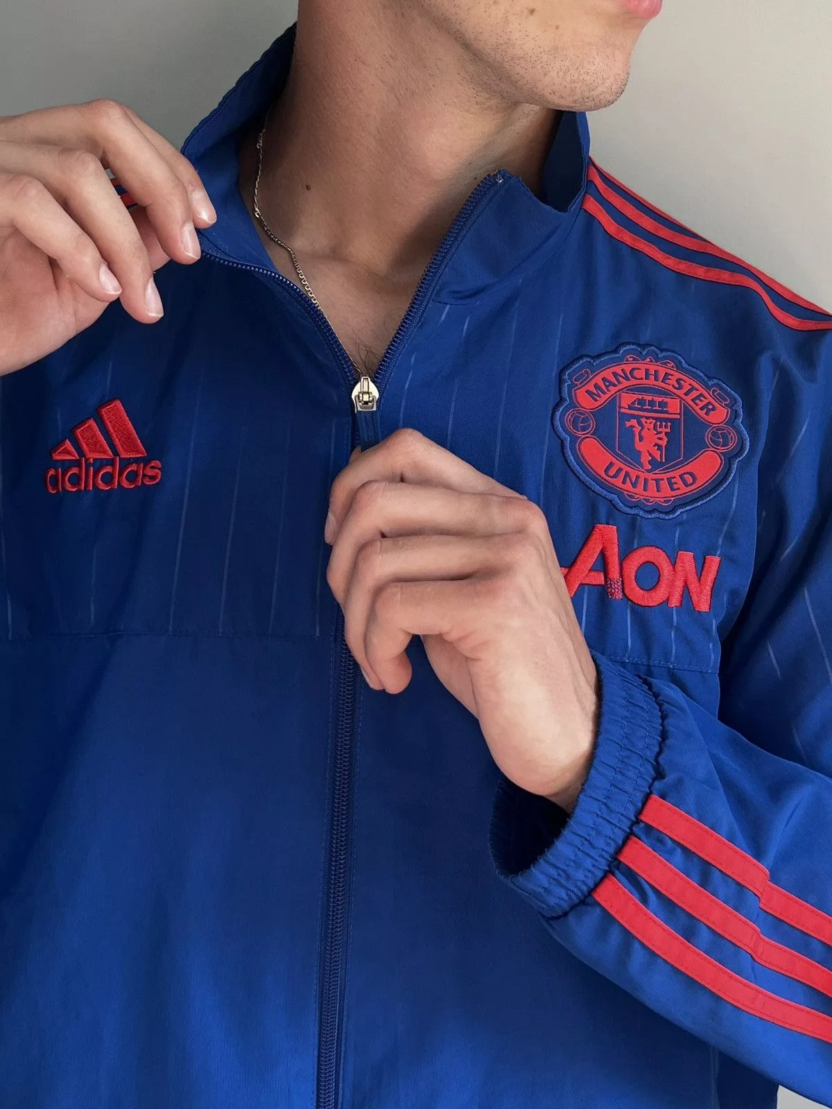 Adidas Light Jackets Adidas × Vintage Vintage Adidas 2015 Manchester United Jacket Blue Sportswear