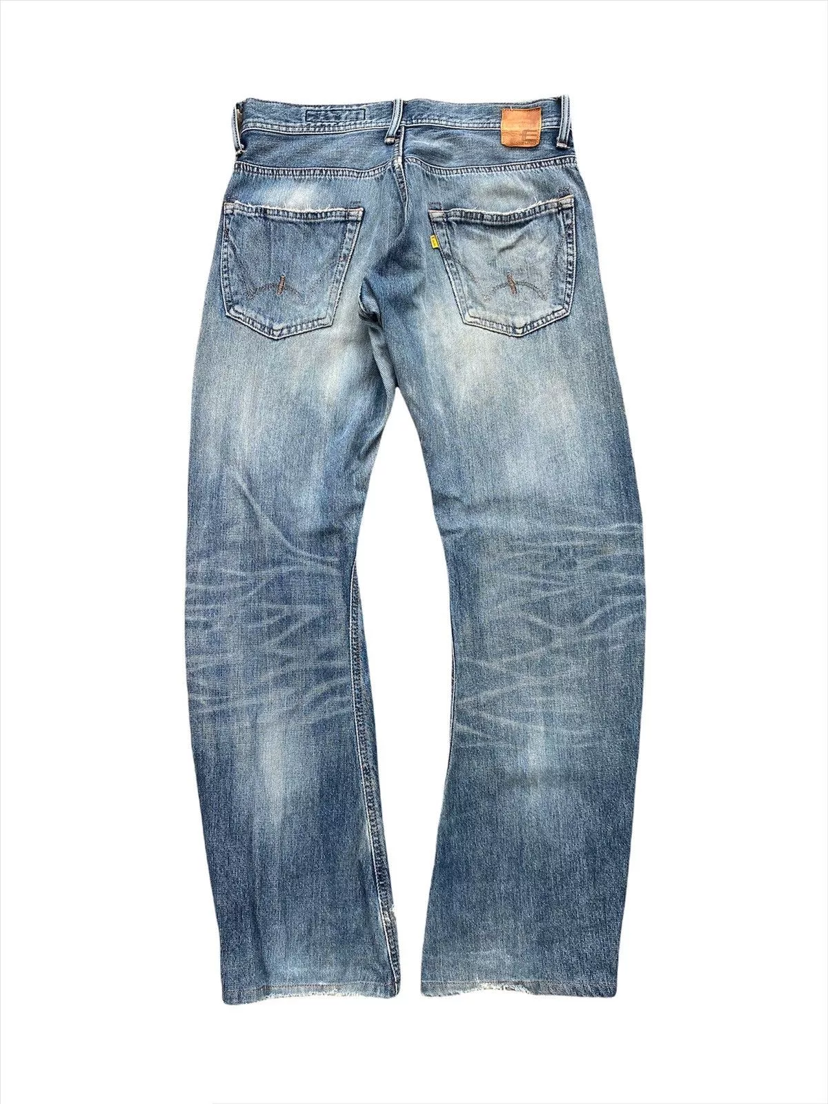 Edwin Denim Vtg Edwin E-function Curved Leg Distressed Denim MadeInJapan Blue Vintage