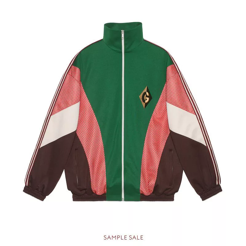 Gucci Light Jackets Gucci Green G Rhombus Patch Zip Jacket