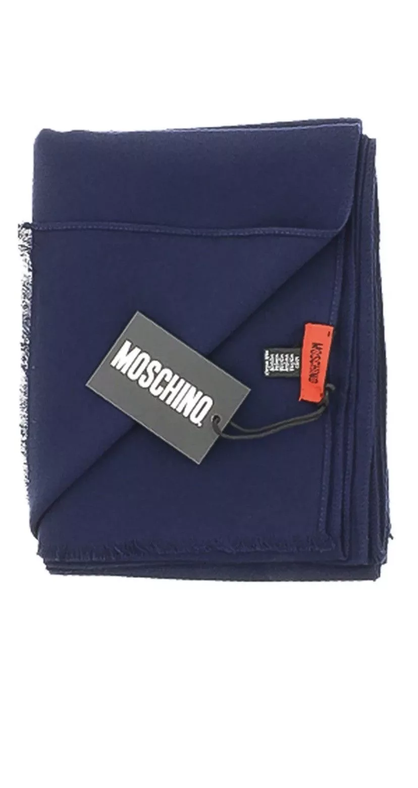 Designer Gloves Scarves Designer × Moschino NWT MOSCHINO 100% Viscose Black Solid Scarf