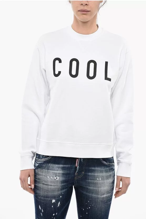 Dsquared2 Sweatshirts Dsquared2 og1mm0624 Crew Neck Cotton Sweatshirt in White