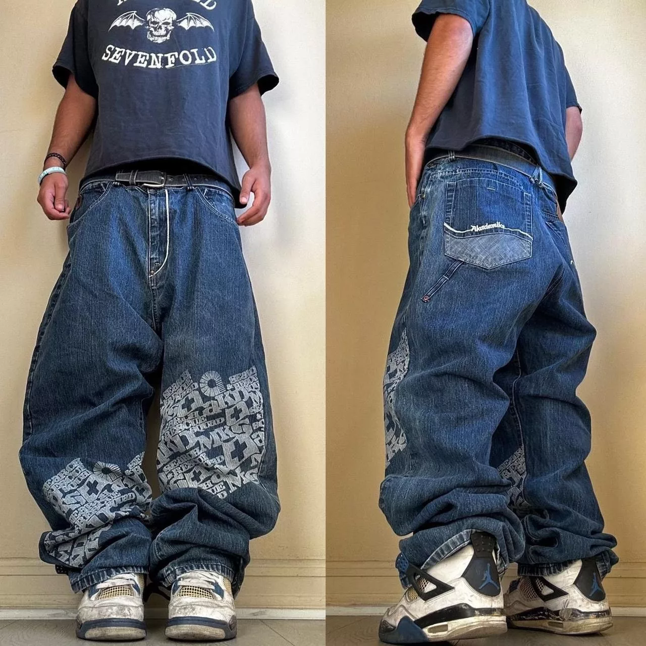 Akademiks Denim Akademiks Y2k baggy embroidered jeans Blue