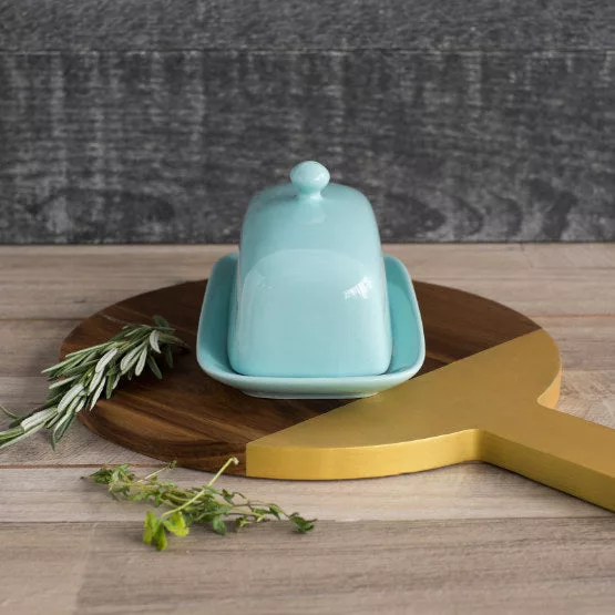 Rectangle Eggshell Blue Butter Dish
