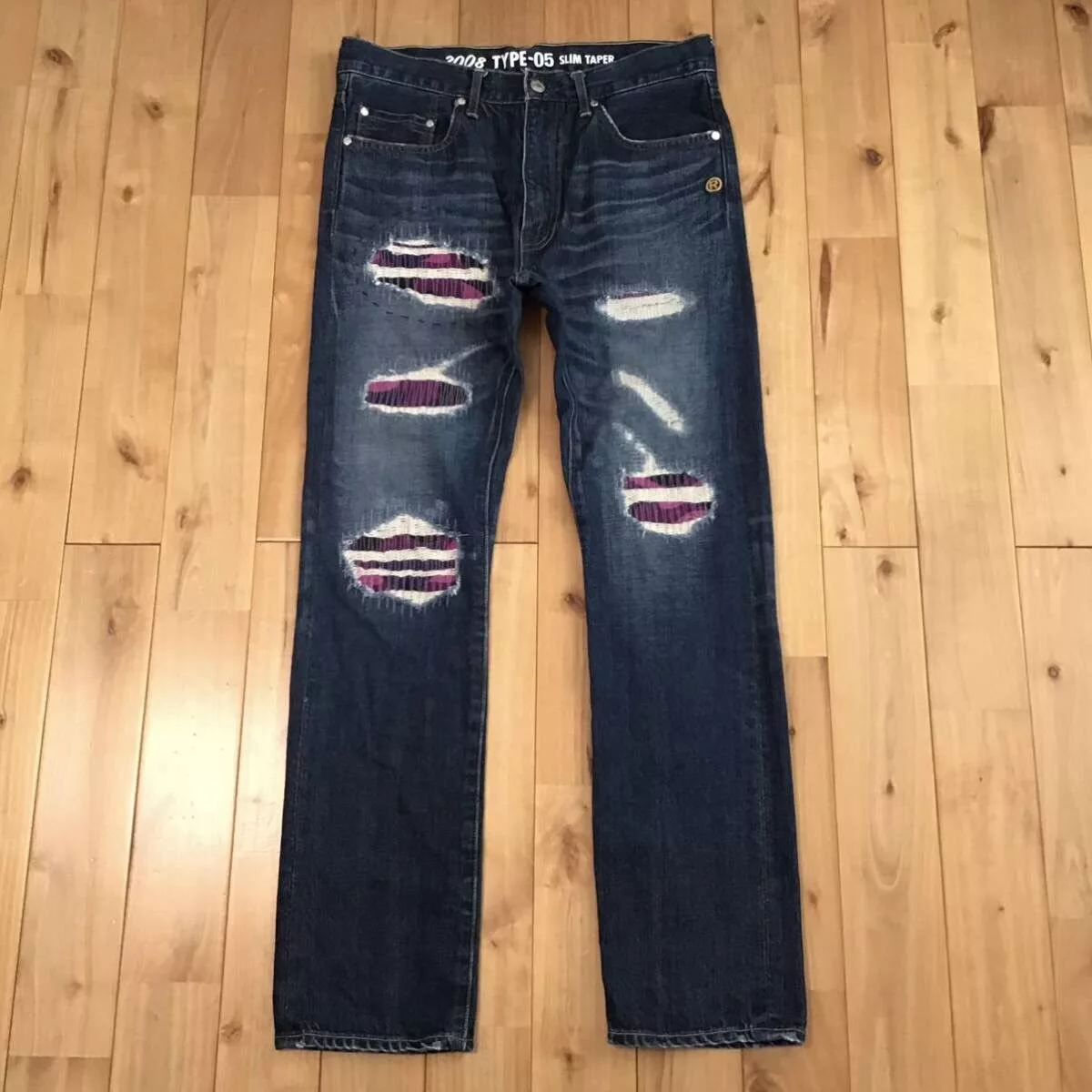 Bape Denim BAPE TYPE5 Purple camo Damage Denim Pants ★size M