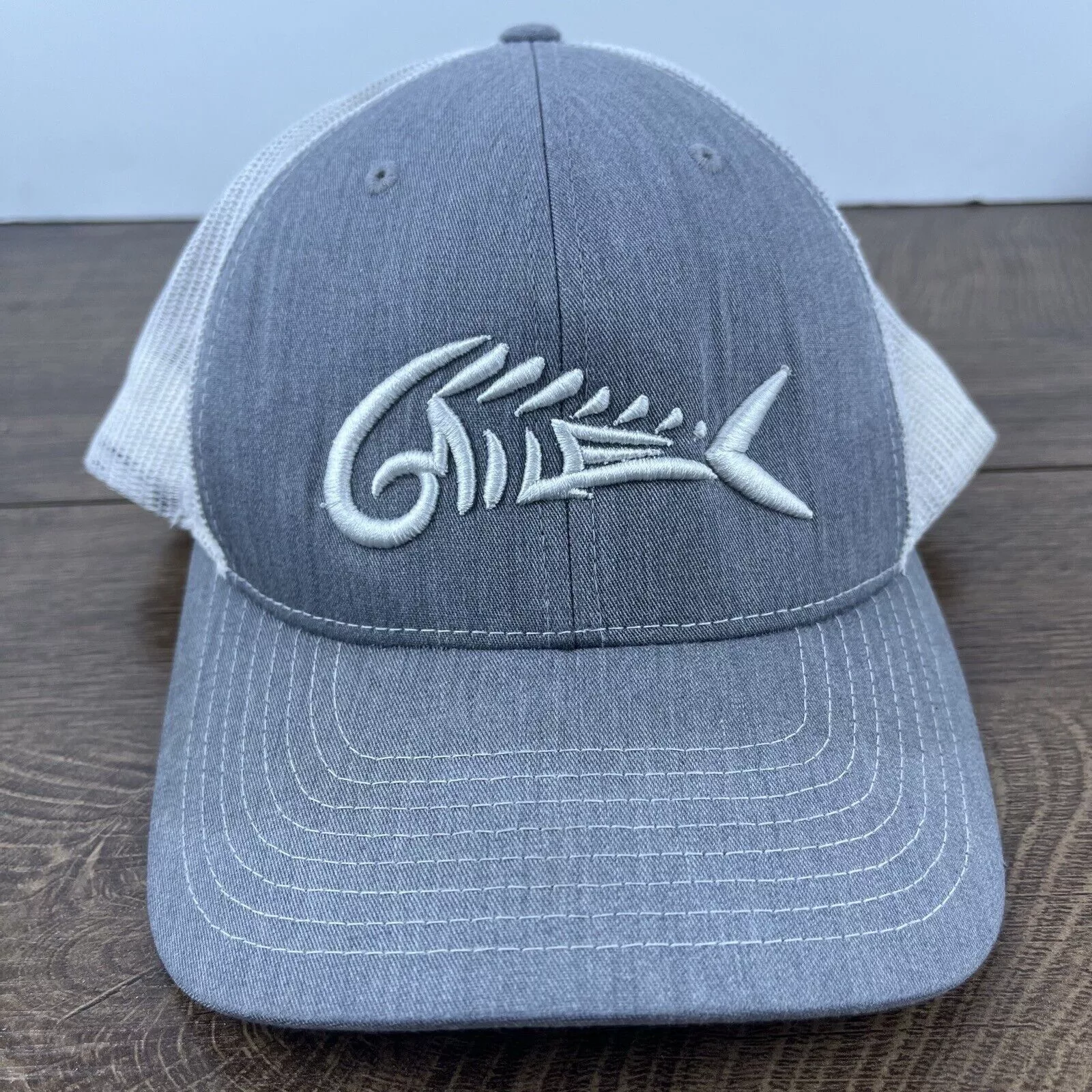Other Hats Other Fish Skeleton Hat Fish Skull Snapback Hat Gray Adjustable Ha