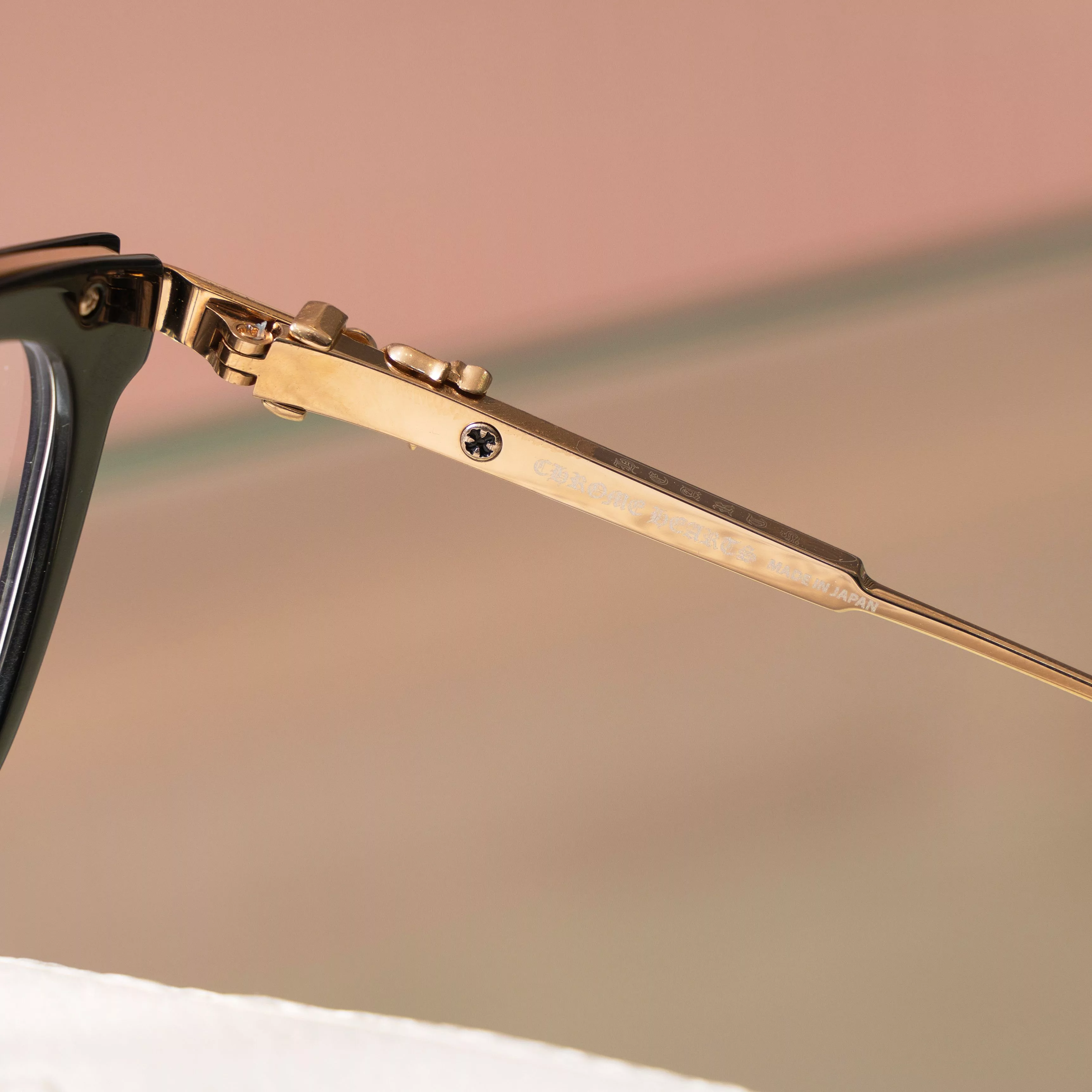 Chrome Hearts Glasses CHROME HEARTS OVERPOKED BLACK PLASTIC/GOLD PLATED
