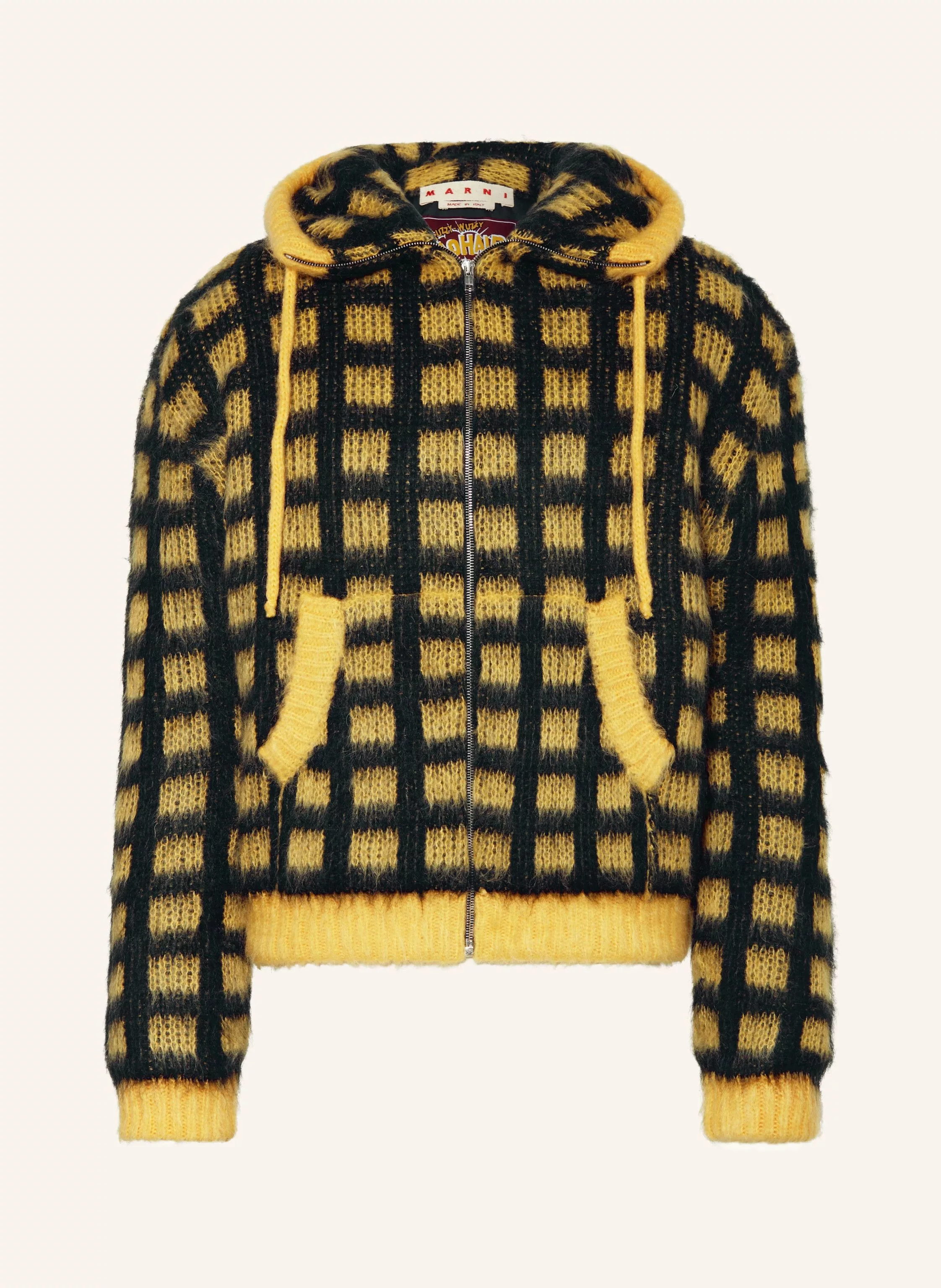 Marni Sweaters Knitwear Marni o1srvl11e0624 Mohair Cardigan in Black/Yellow
