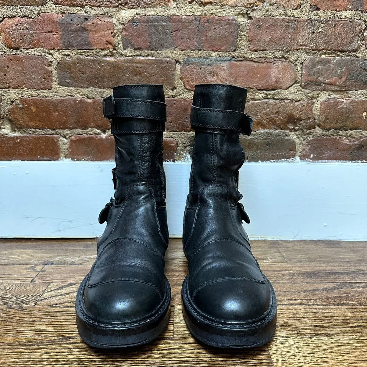 Ann Demeulemeester Boots Ann Demeulemeester Black Leather Space Motorcycle Boots