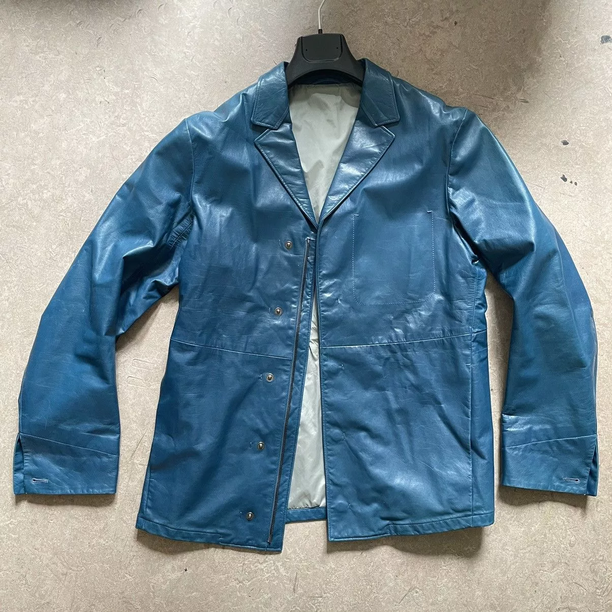 Jil Sander Leather Jackets Jil Sander Teal Leather Jacket Blue