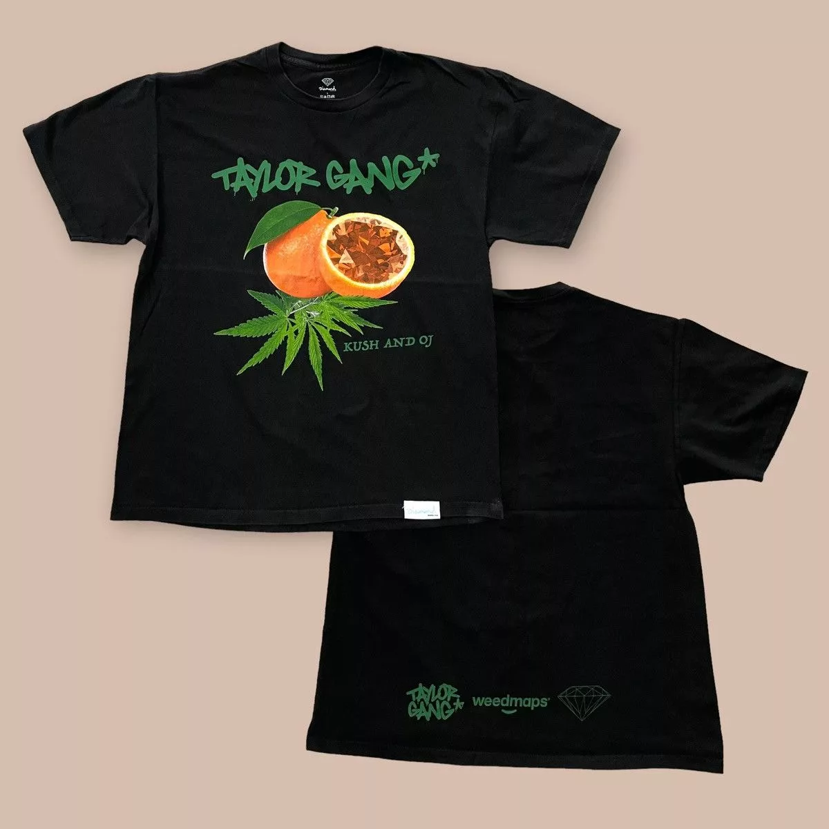 Diamond Supply Co. Short Sleeve T Shirts Diamond Supply Co. x Taylor Gang x Weedmaps Orange Kush Tee Black Streetwear