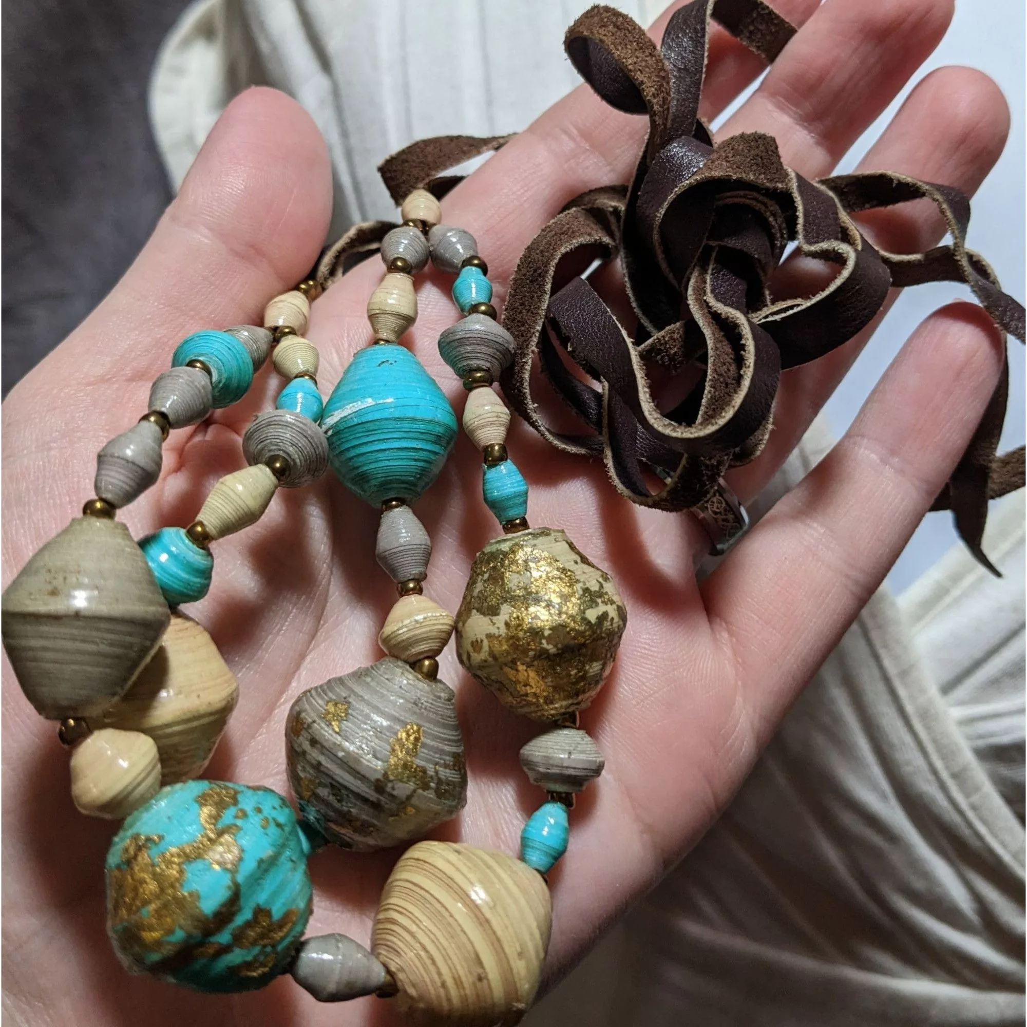 Other Necklaces Other Bohemian Beaded Gold Flake Necklace Multi