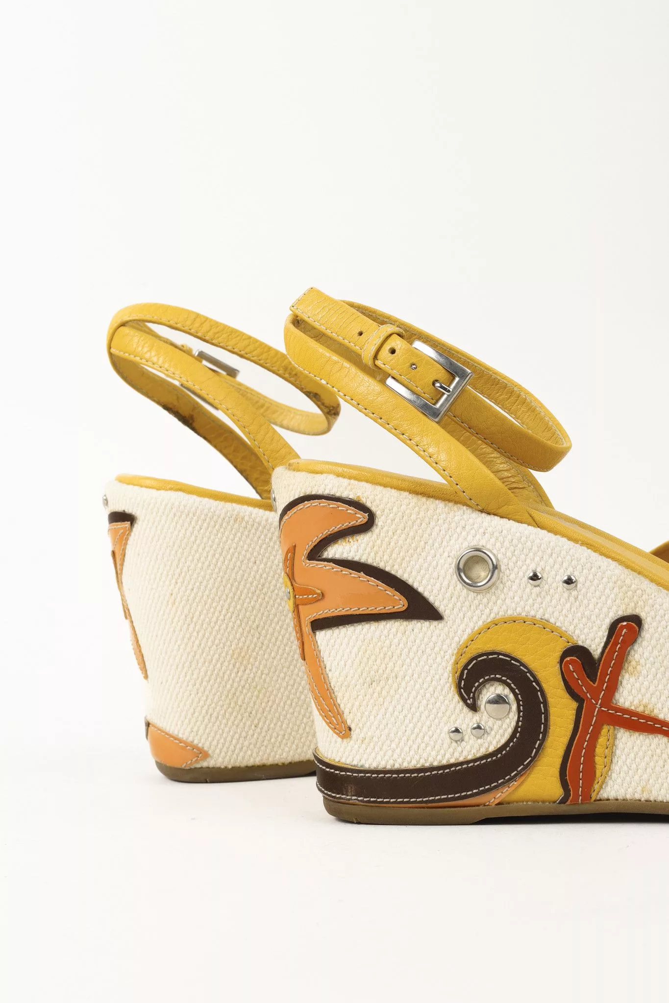 Prada Sandals Prada Yellow Platform Beach Theme Espadrille Sandals