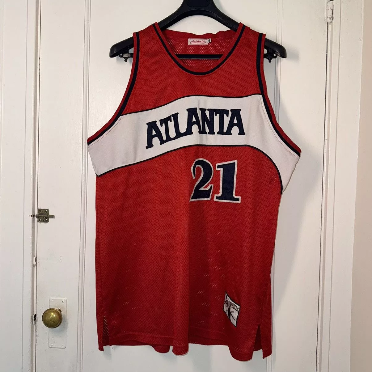 Mitchell & Ness Jerseys Mitchell & Ness × NBA Mitchell & Ness Hawks #21 Mesh Jersey Rare Vintage Style Red Streetwear