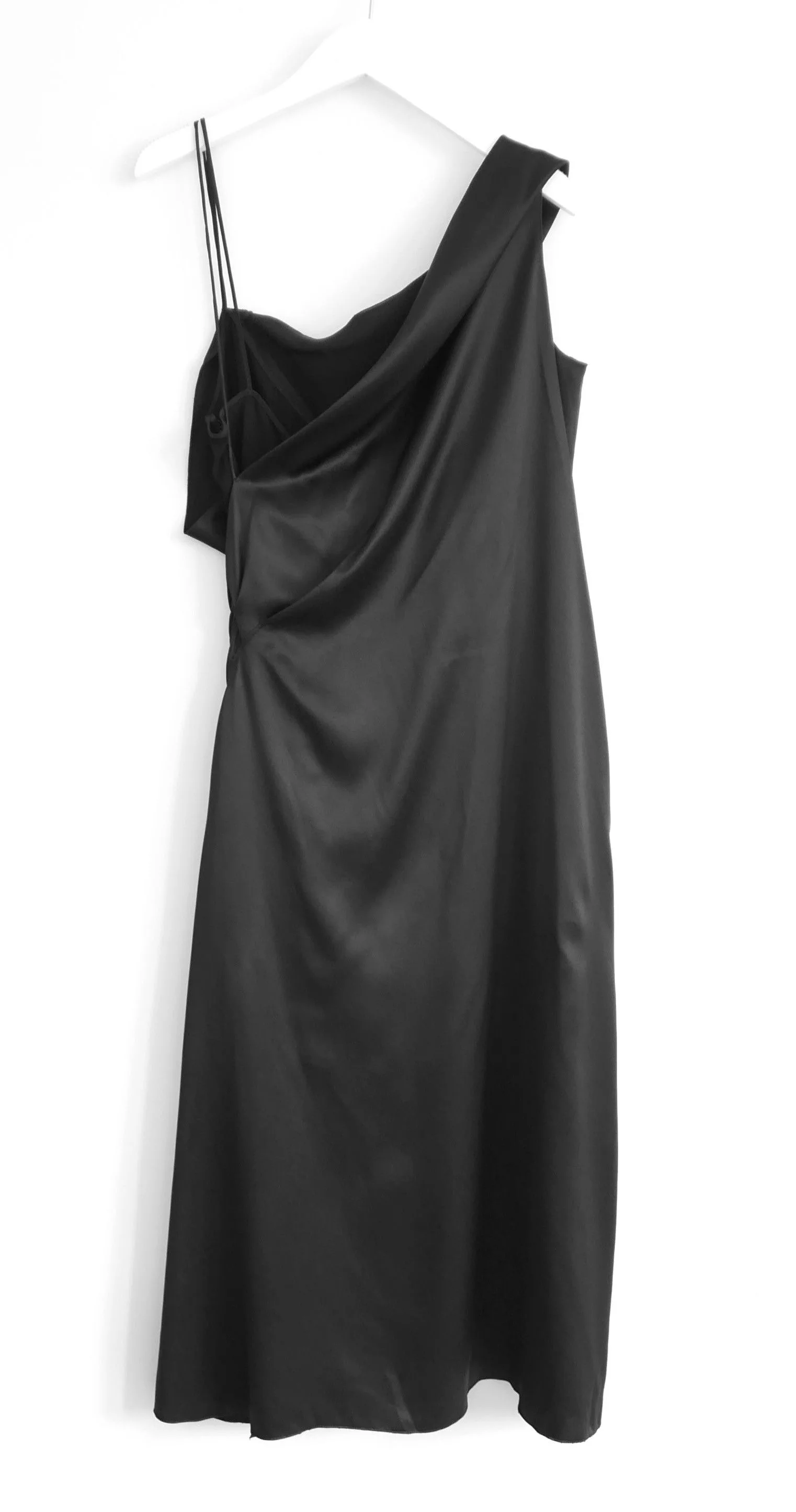 Versace Midi Dresses Versace SS19 black silk double layer slip dress