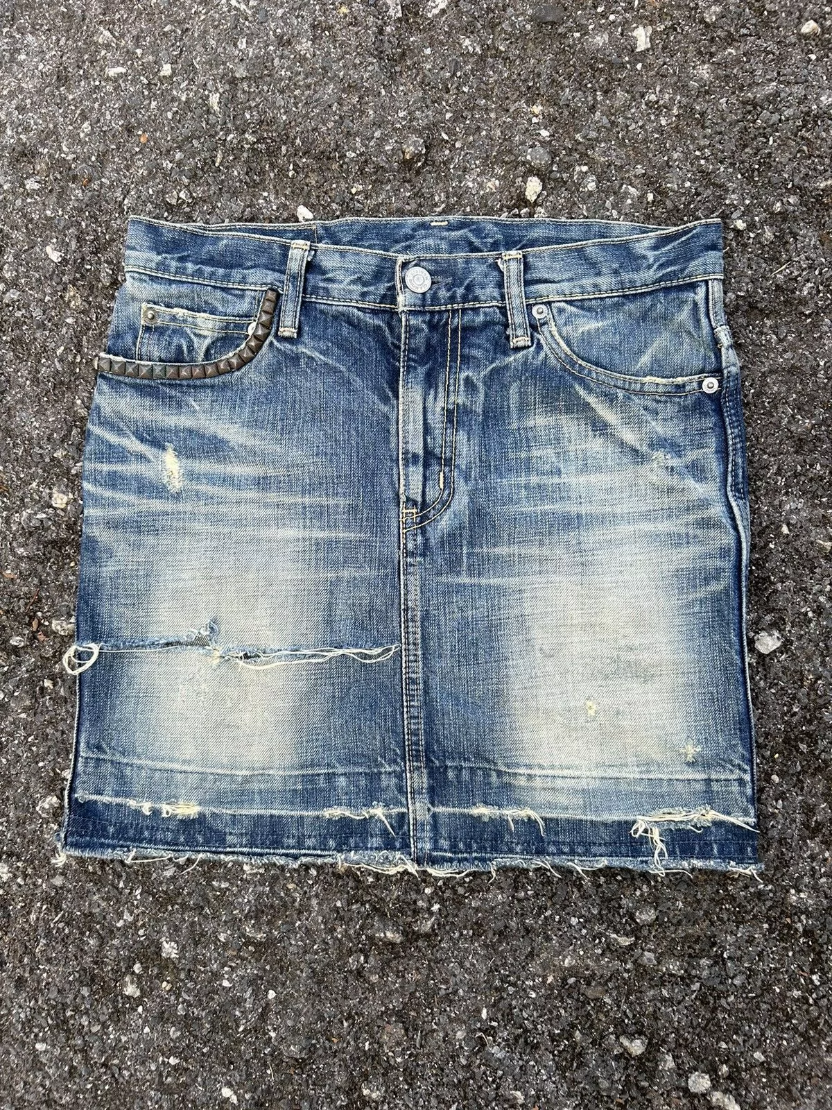 Hysteric Glamour Mini Skirts Hysteric Glamour × Japanese Brand 🔥Steals 🔥 Hysteric Glamour Vintage disteressed Skirt Jeans Blue