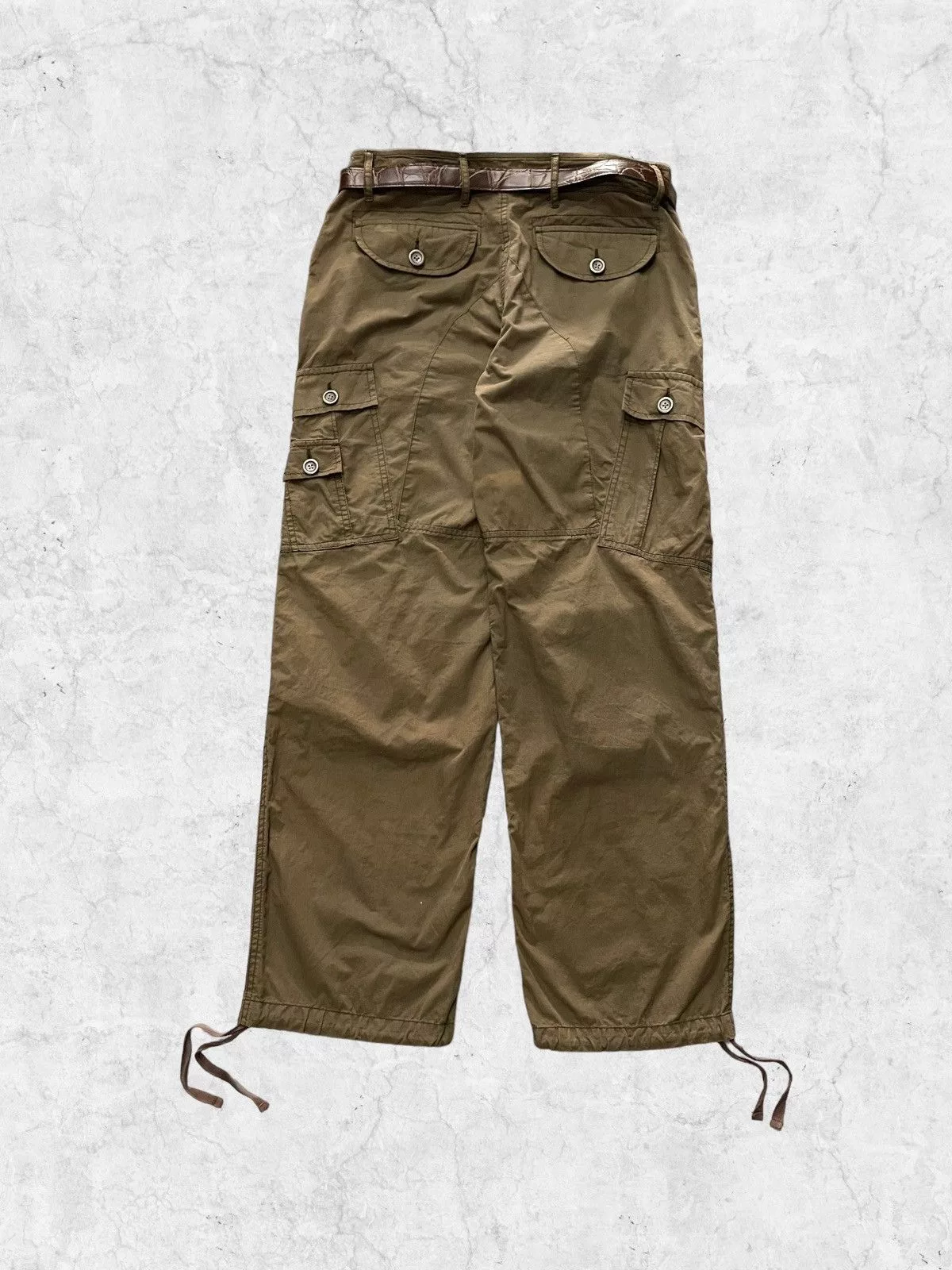 Japanese Brand Casual Pants Japanese Brand × Takeo Kikuchi × Vintage Takeo Kikuchi Japan Multi Pocket Cargo Pants With Belt Green