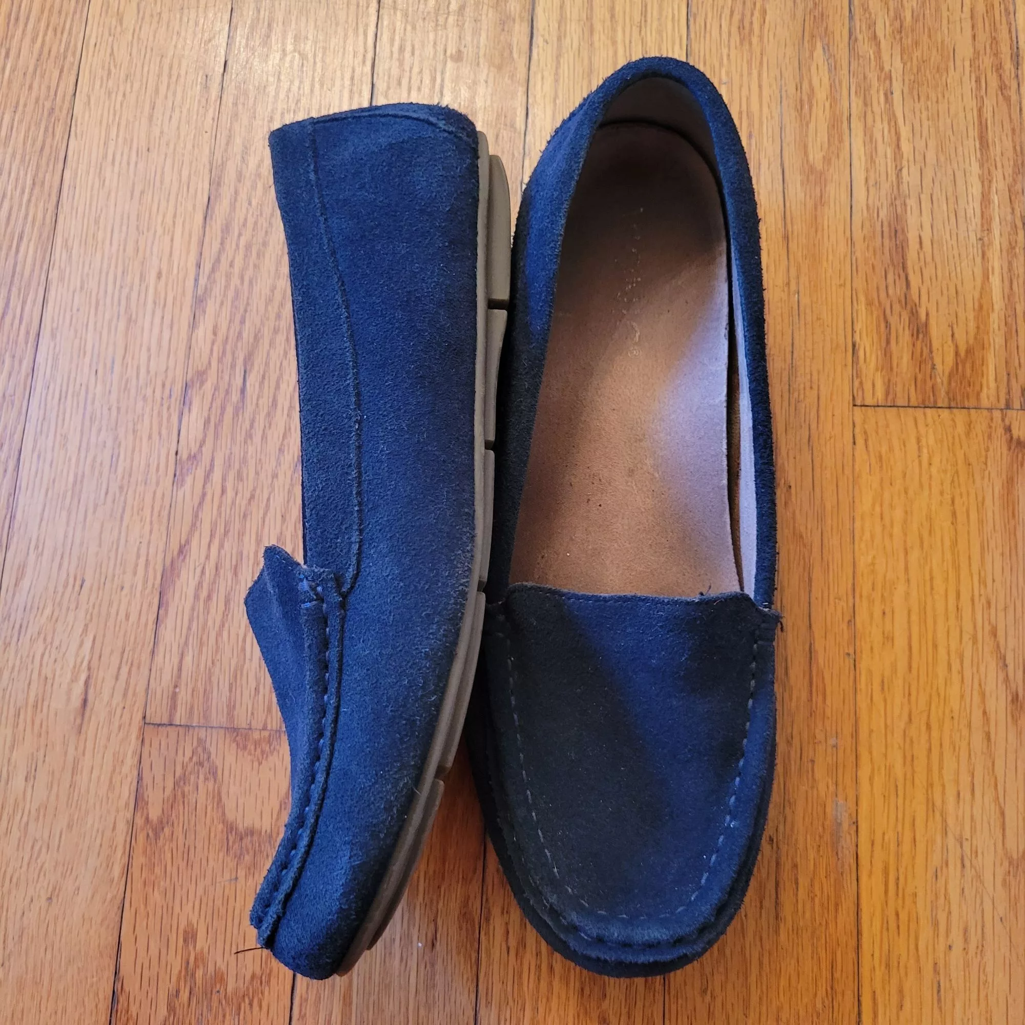 Vionic Flats Vionic DEBBIE Leather Suede Loafers 8W Black Comfort Shoes P