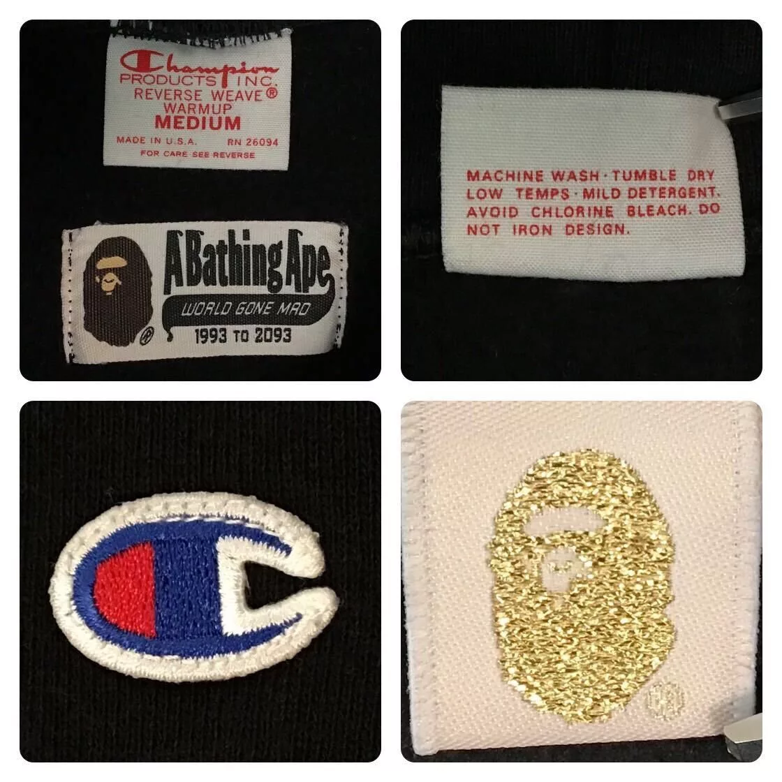 Bape Sweatshirts Hoodies Bape × Champion CHAMPION × BAPE camo Reverse Weave pullover hoodie APE Black