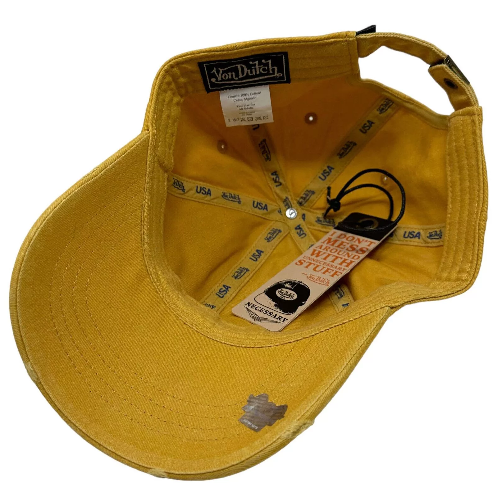 Von Dutch Hats Von Dutch Strapback Hat Washed Mustard Distressed Dad Cap Yellow