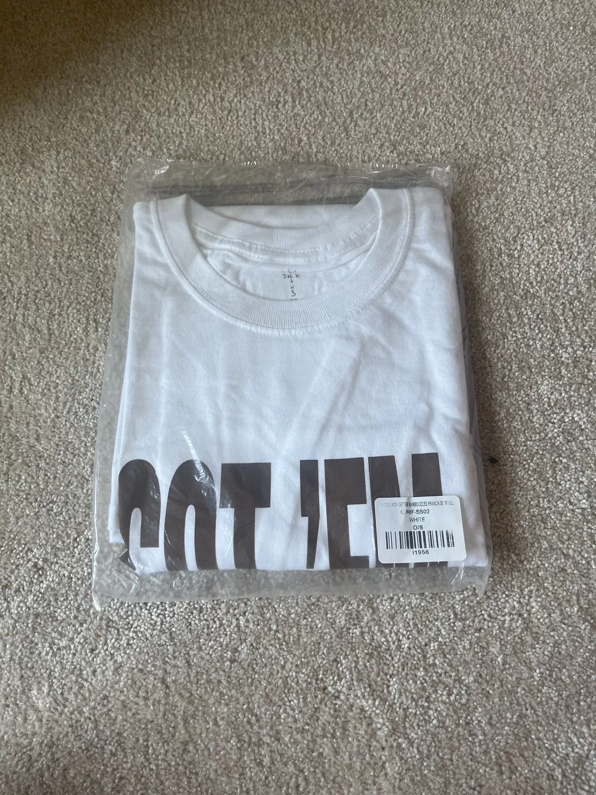 Travis Scott Short Sleeve T Shirts Travis Scott cactus jack get ‘em bamboozled franchise tee White
