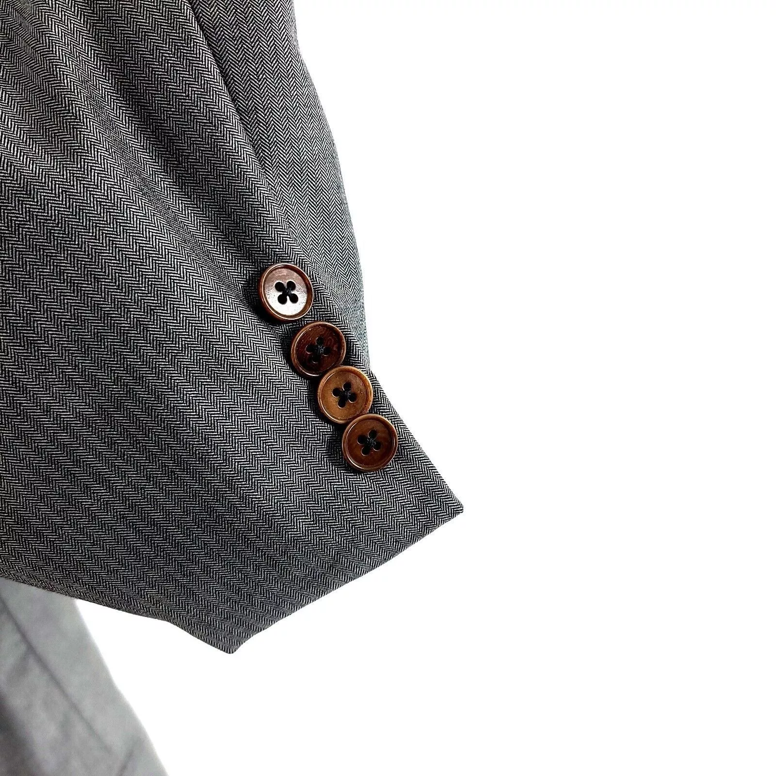 Hickey Freeman Blazers Hickey Freeman Neiman Marcus Wool 2 Button Gray Herringbone