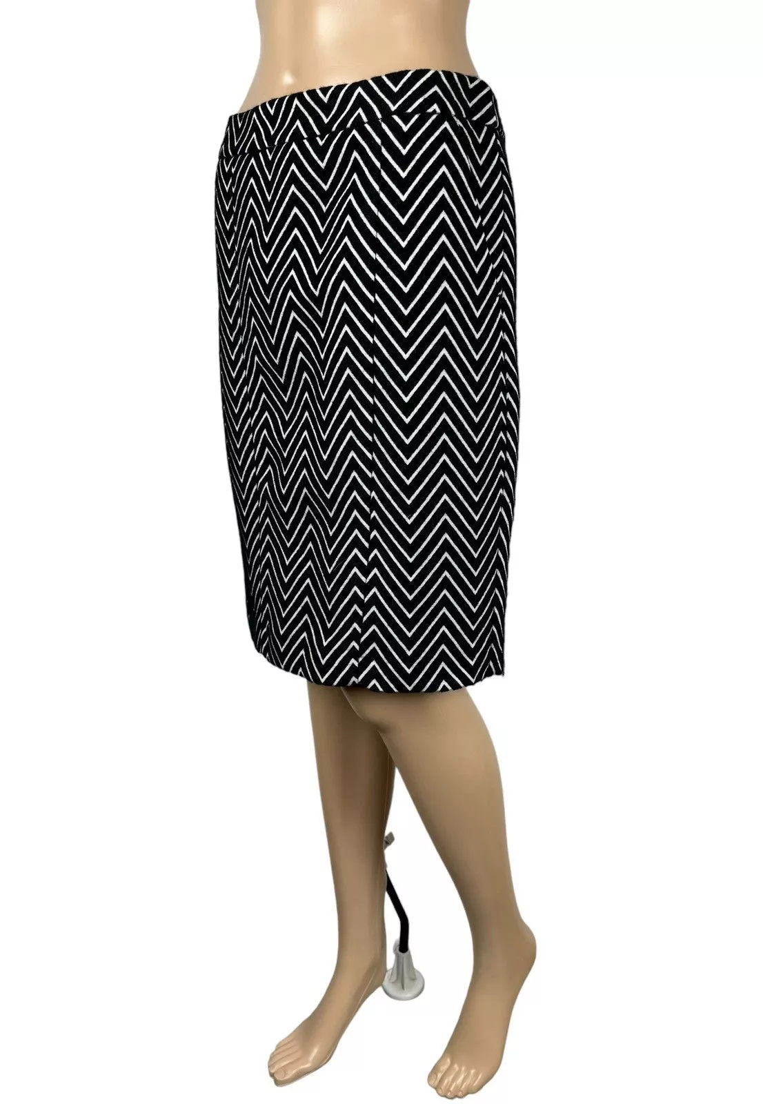 MAX&Co. Midi Skirts MAX&Co. Max&Co Pencil Skirt Zigzag Striped Wool-Polyester size US4 Black