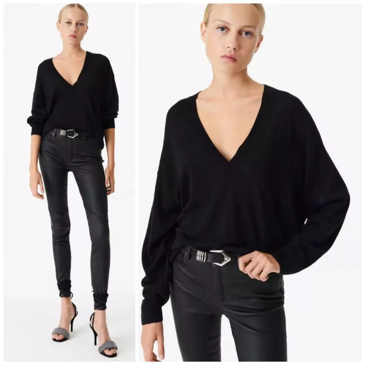 Iro Sweaters NWT IRO Haru V-Neck Sweater Pullover Wool Cashmere Loose Fit Black