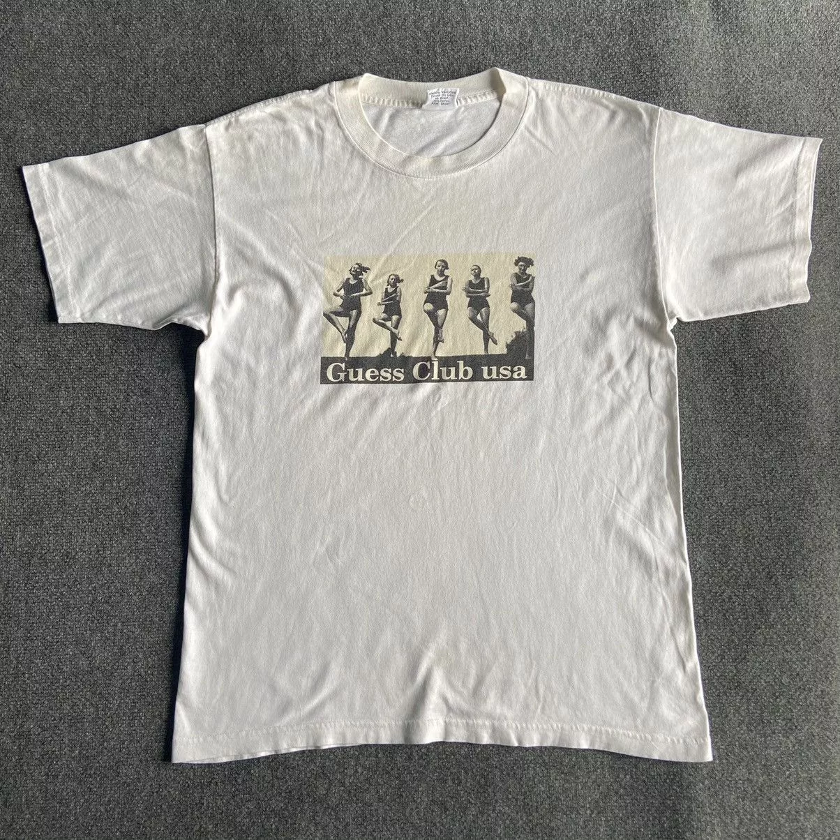 Guess Short Sleeve T Shirts Guess × Vintage Guess Club U.S.A Center Design Tshirt White