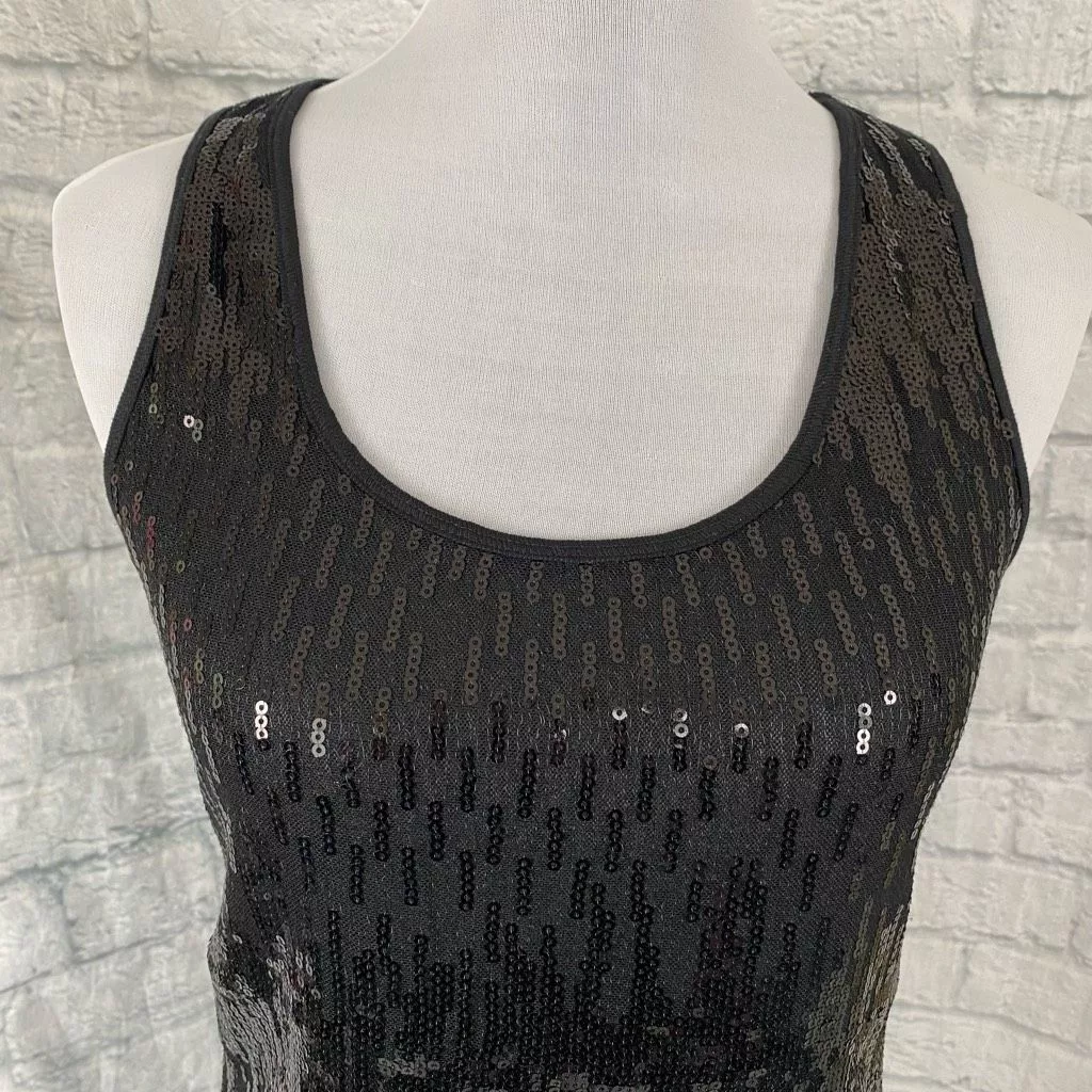 Express Tank Tops Express women M black sequin front ribbed tank top