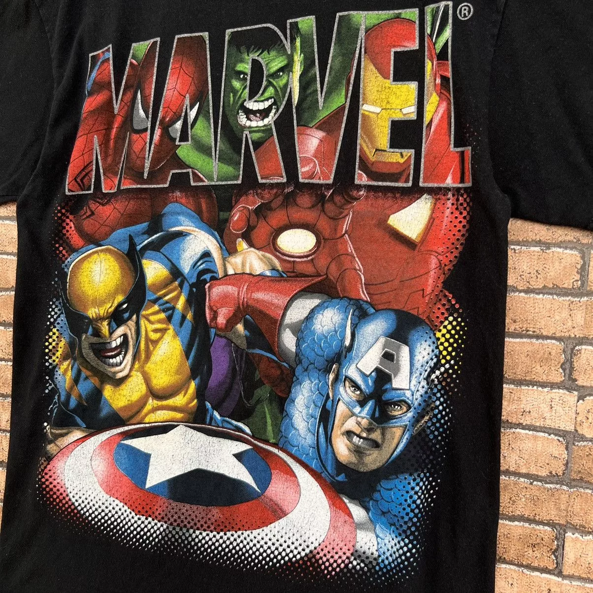 Marvel Comics Short Sleeve T Shirts Marvel Comics × Vintage × Wolverine Vintage Marvel Crazy Graphic Tee Black