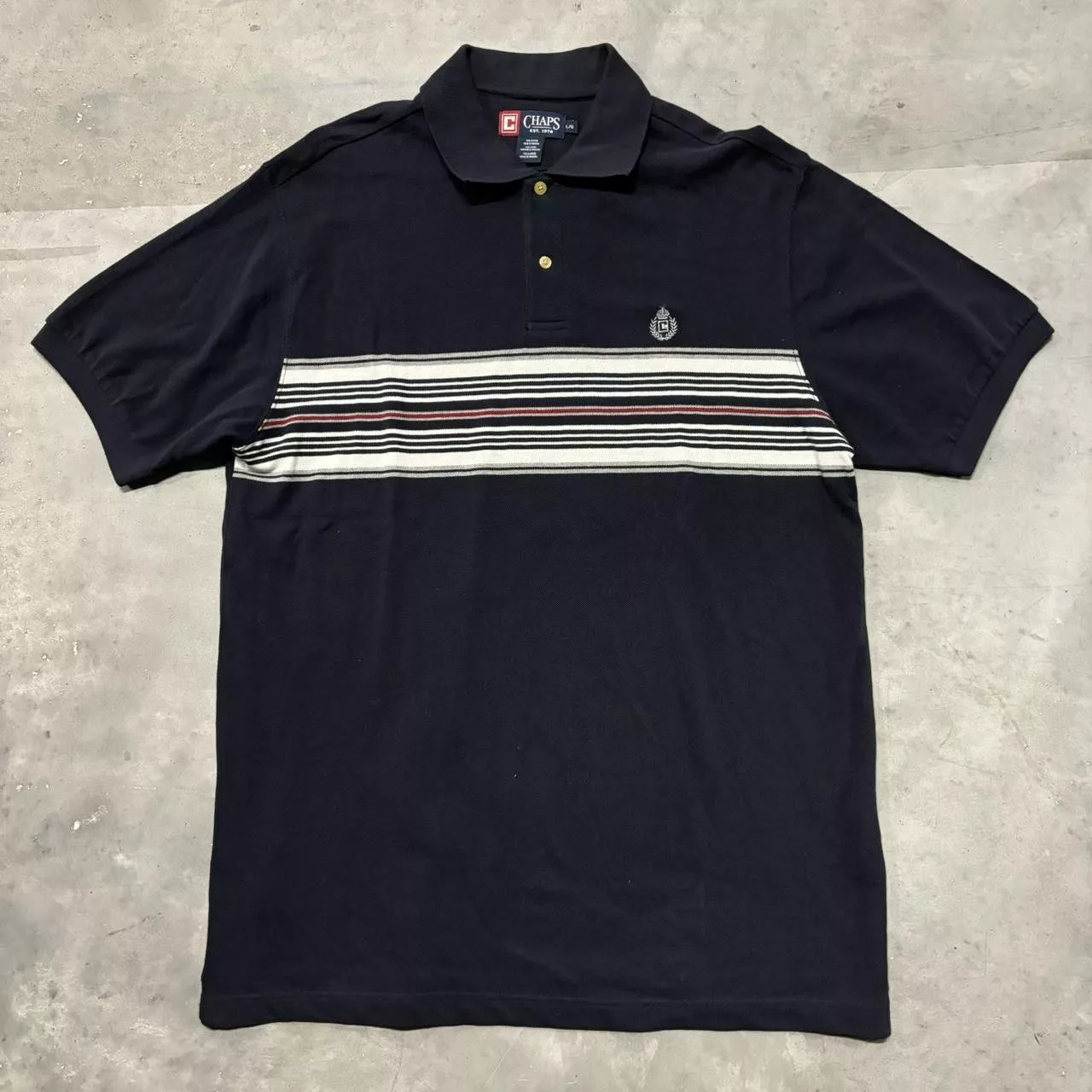 Chaps Polos Chaps × Vintage Crazy Vintage Y2K/2000s Grunge Black Striped Chaps Essential Polo Shirt! Streetwear