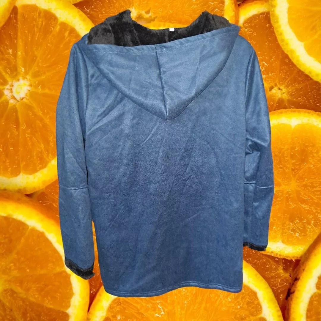 Other Jackets Other Fleece Lined Blue Hooded Lightweight Hook and Loop Coat