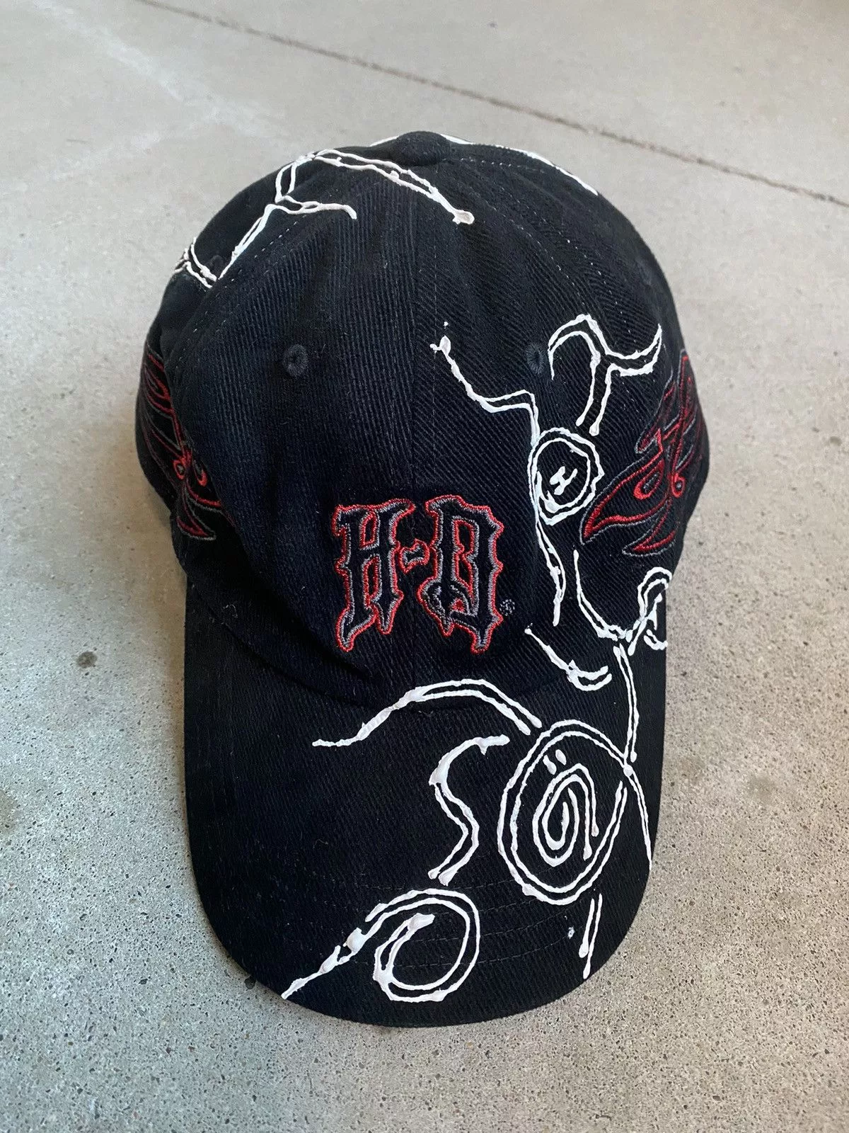 Harley Davidson Hats Harley Davidson × Vintage Vintage Harley embroidered tattoo hat Black