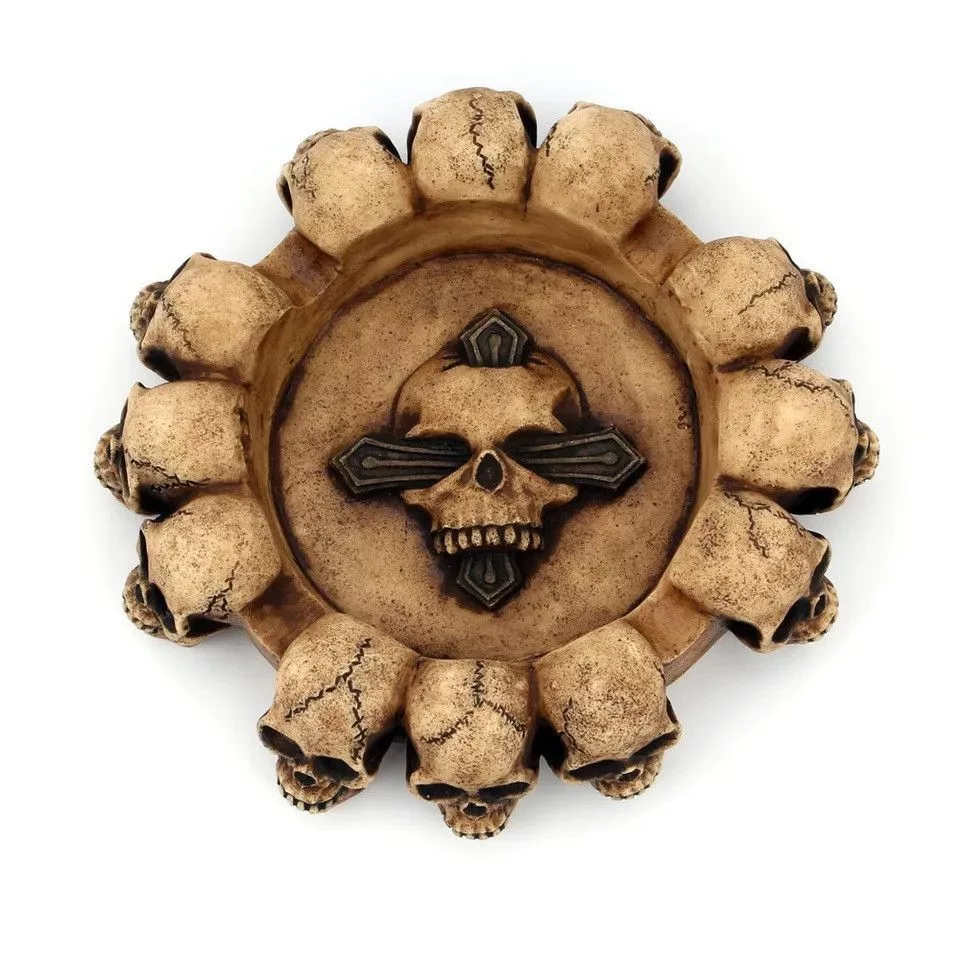 Vintage Miscellaneous Vintage Creative Round Skull Ashtray Brown