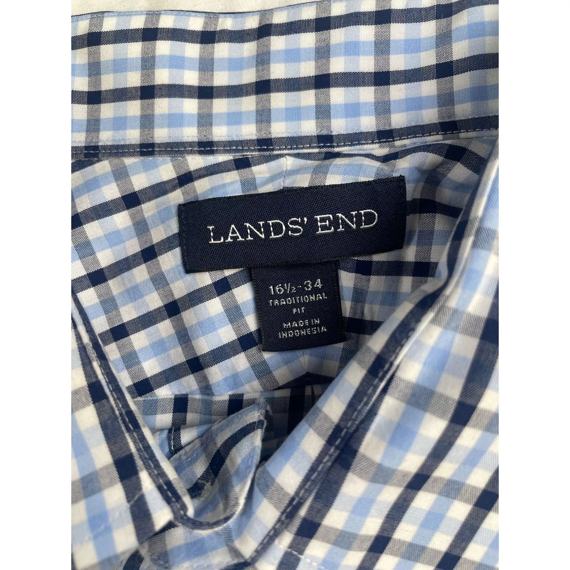 Lands' End Shirts Button Ups Lands' End Lands'end Men's Blue Checkered Button up Dress Shirt long Sl