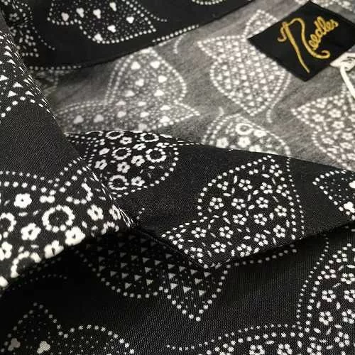 Needles Shirts Button Ups Needles Shirt Papillon pattern short sleeve Black