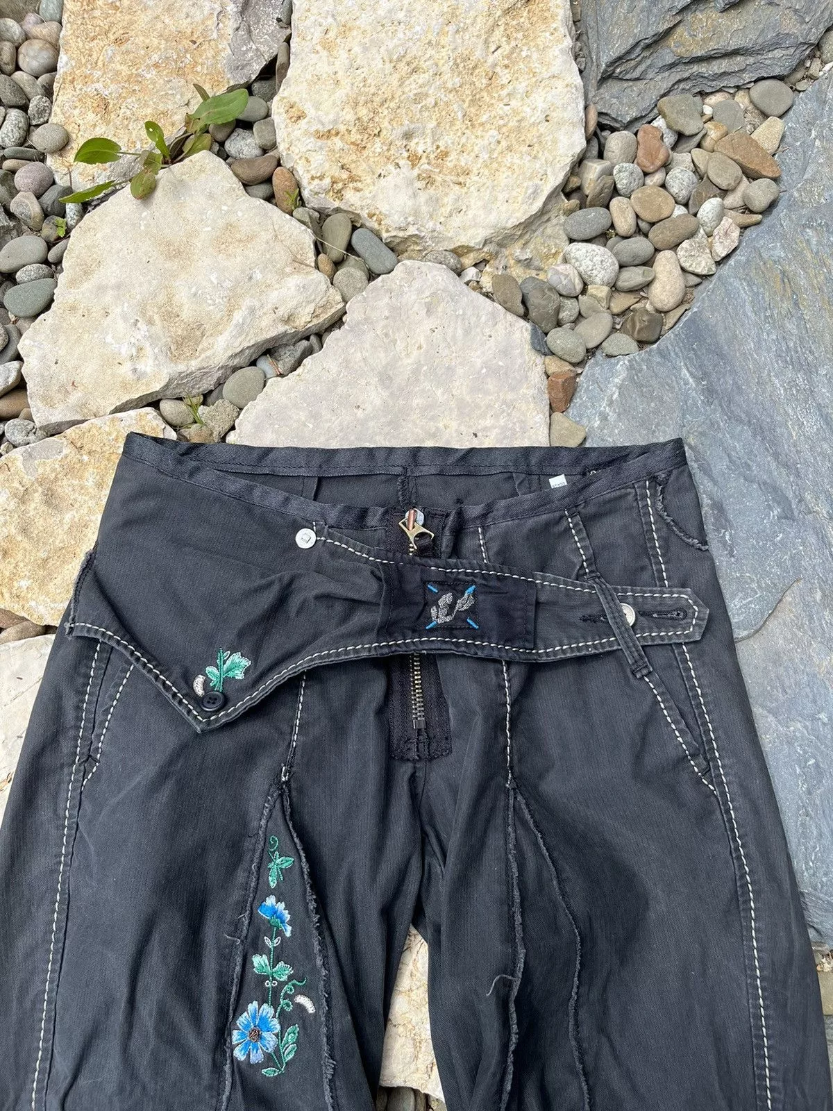 Marithe + Francois Girbaud Pants Marithe + Francois Girbaud Vintage Marithe Francois Girbaud floral y2k bondage pants Black