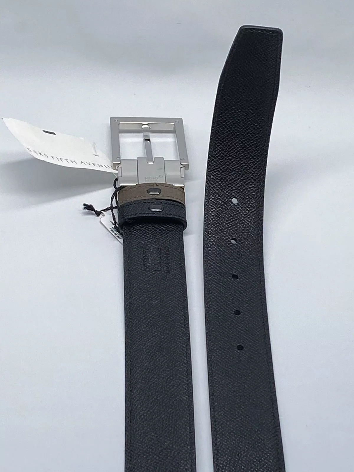 Montblanc Belts Montblanc Trapeze Adjustable & Reversible Leather Belt Gray