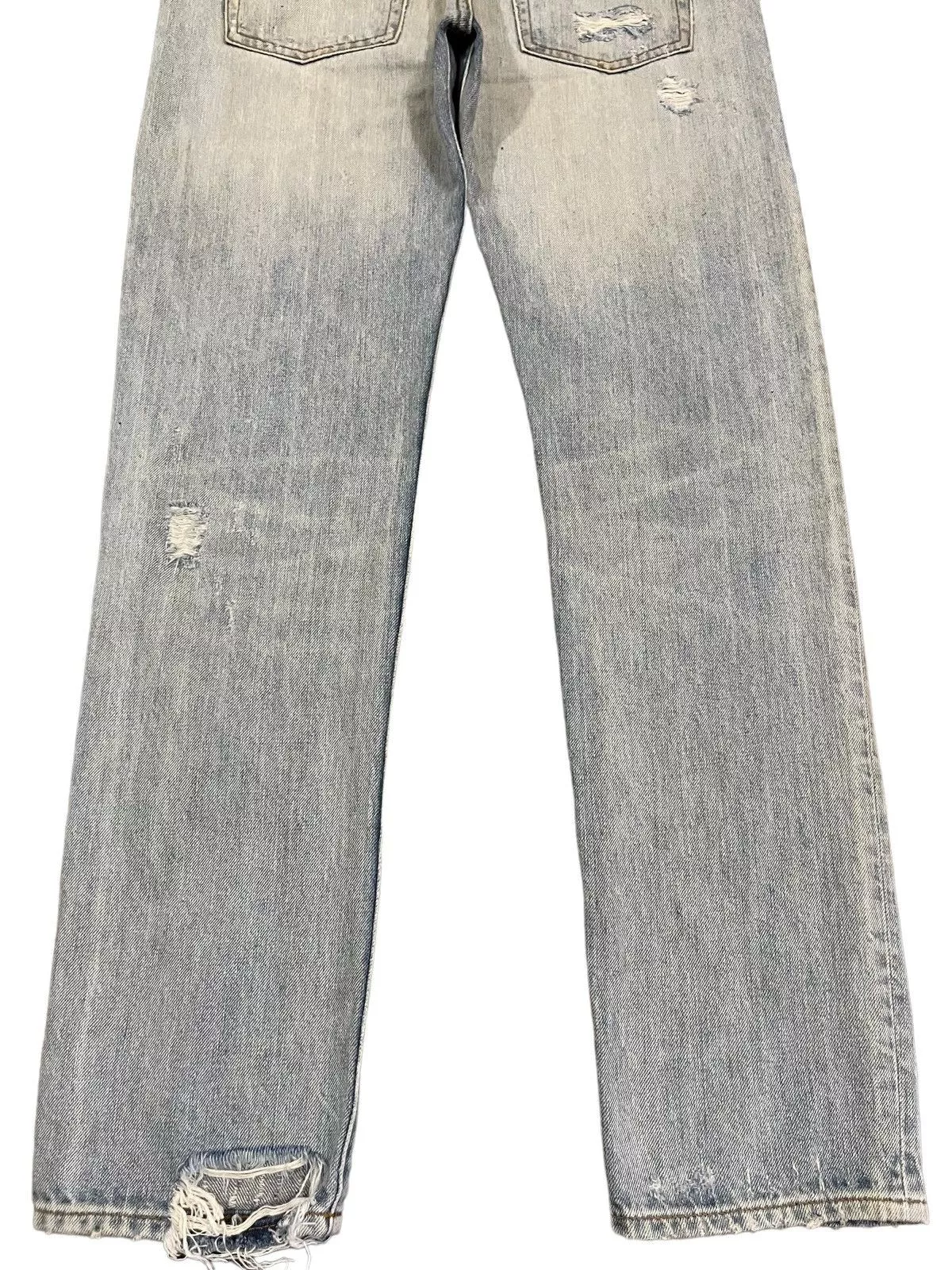 Designer Denim Designer Vintage Light Blue Heavy Distressed Regular Straight Jeans