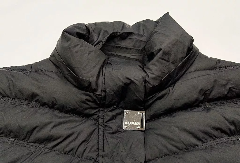 Balmain Down Jackets BALMAIN black puffer long jacket