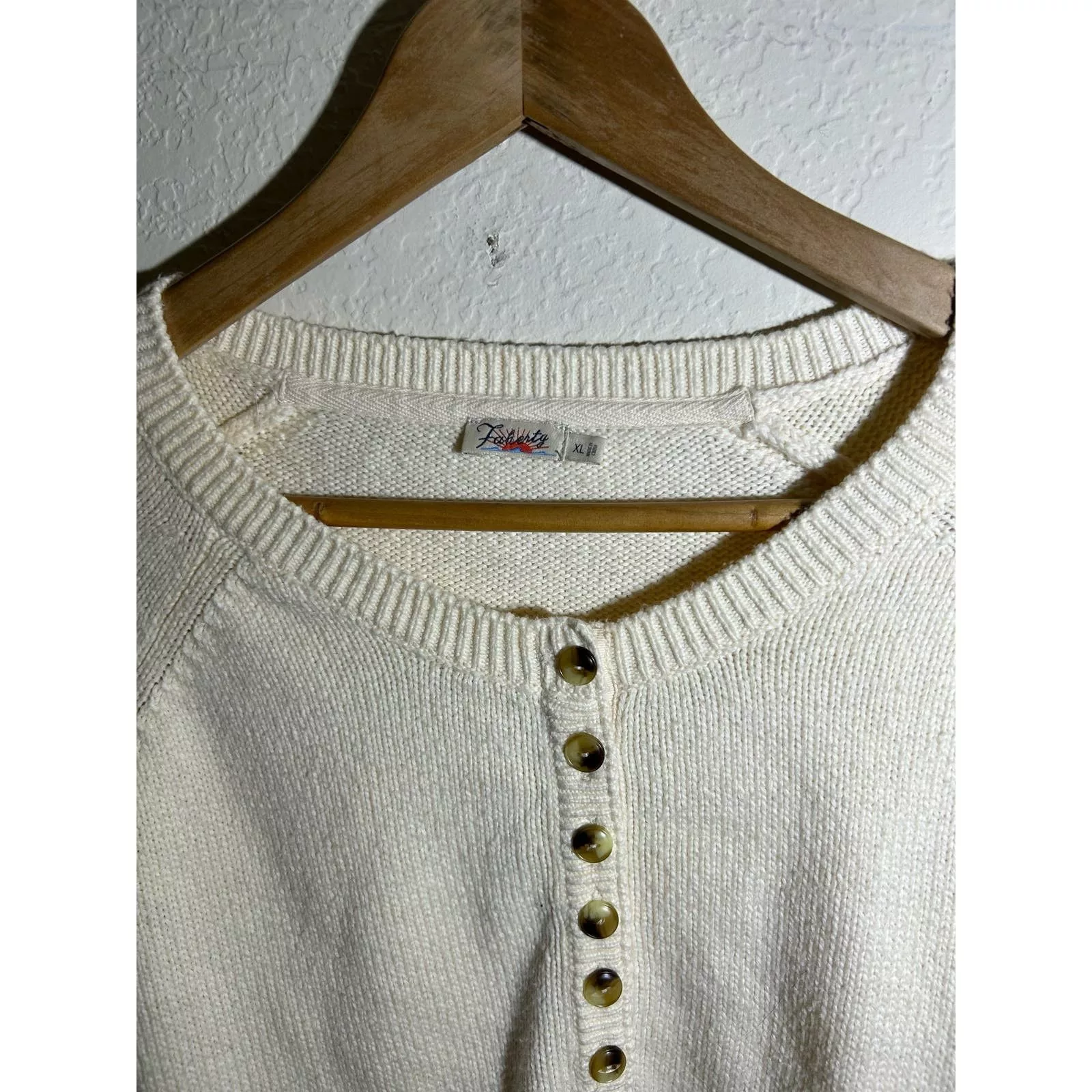 Faherty Sweaters Faherty Cozy Cotton Henley Sweater In Beige Size XL