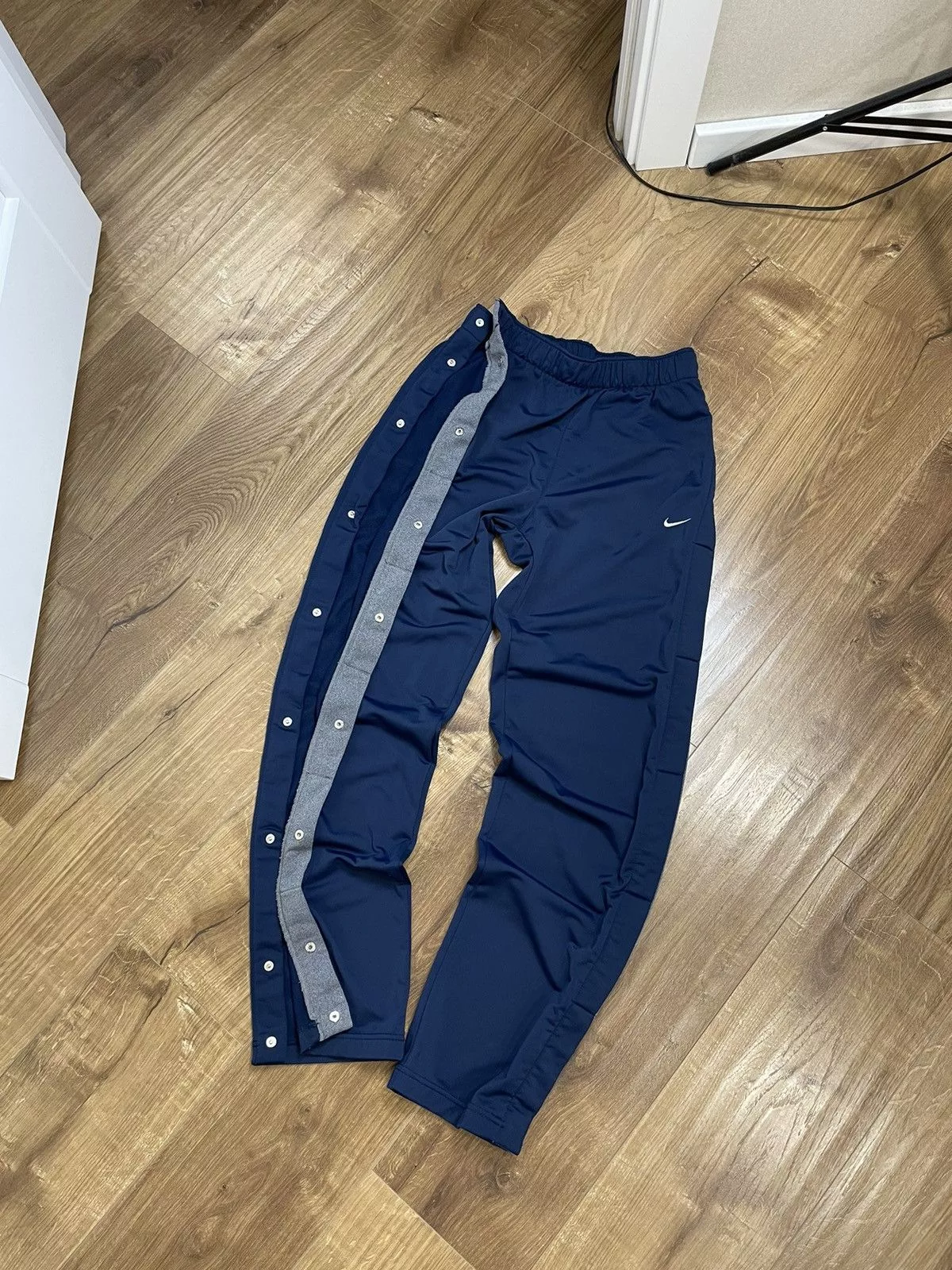 Nike Sweatpants Joggers Nike × Vintage Vintage Nike Y2K Style Blue Drill Side Buttons Sweatpants Streetwear