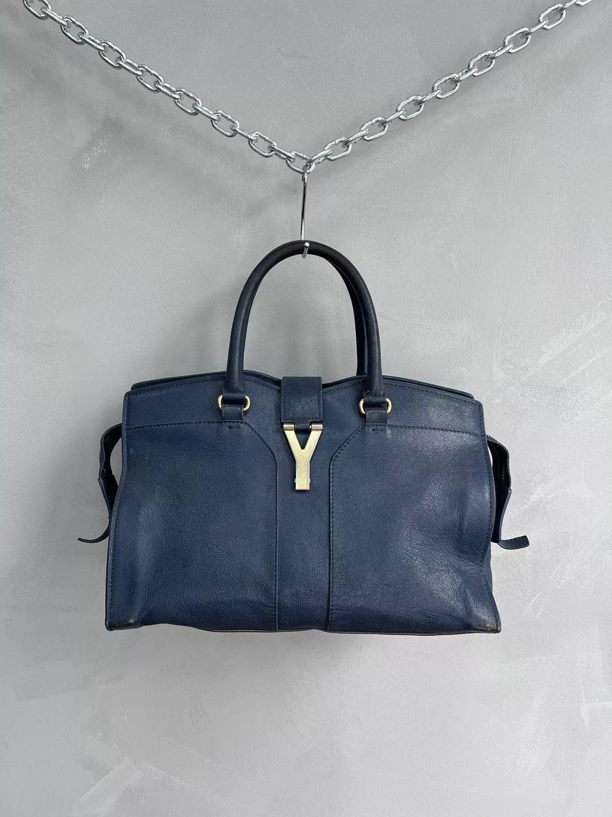 Yves Saint Laurent Tote Bags VINTAGE RARE YVES SAINT LAURENT TOTE BAG blue LEATHER CABAS Luxury