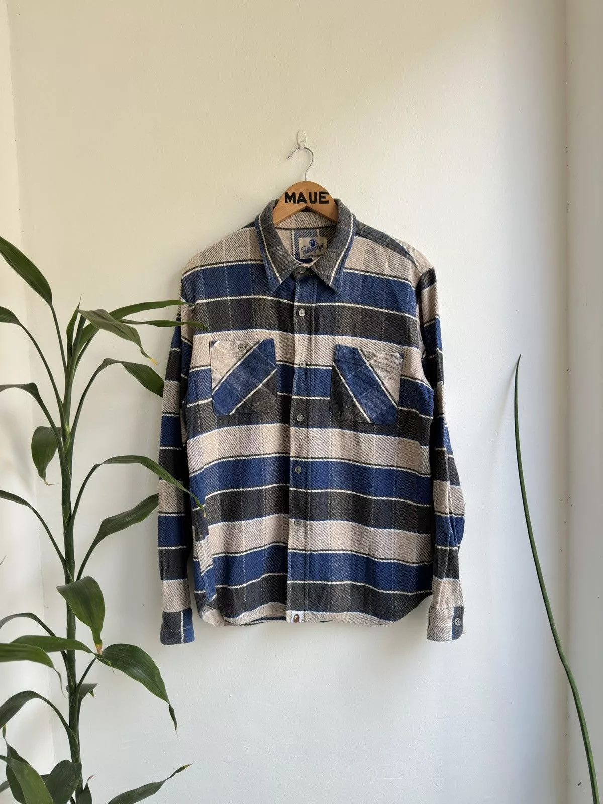 Bape Shirts Button Ups Bape Flannel Shirt Blue